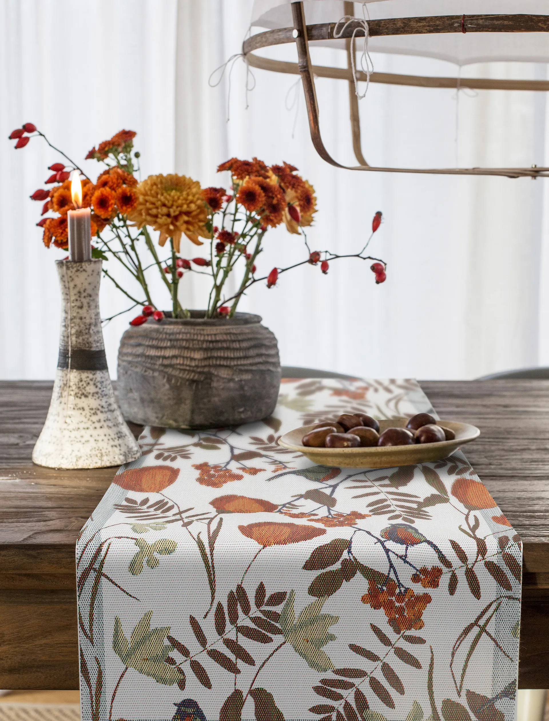 Fåglabäck tafelloper 35x120 cm, Bruin Ekelund Linneväveri