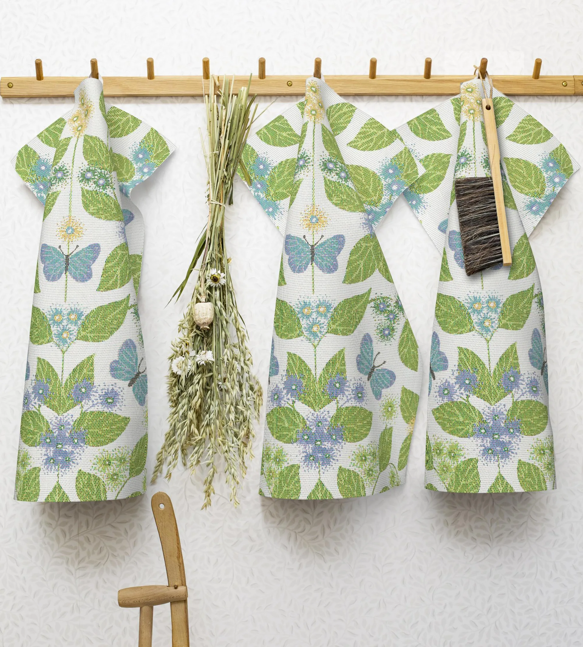 Fjärilsdröm keukenhanddoek 35x50 cm, Groen Ekelund Linneväveri