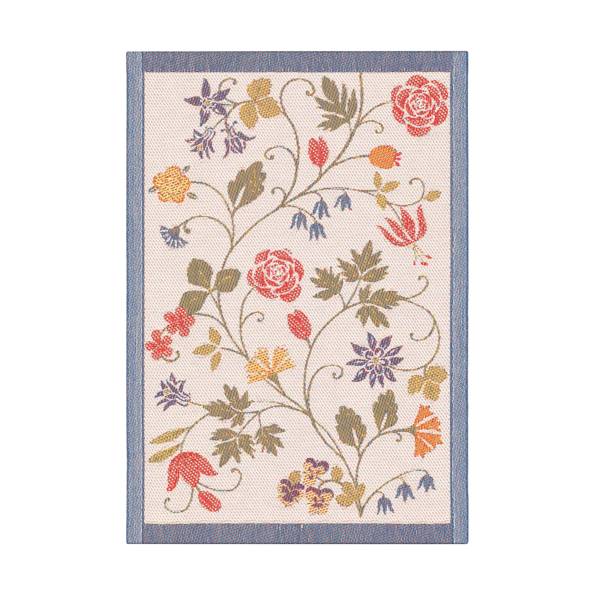 Flower keukenhanddoek 35x50 cm, Rood-zwart Ekelund Linneväveri