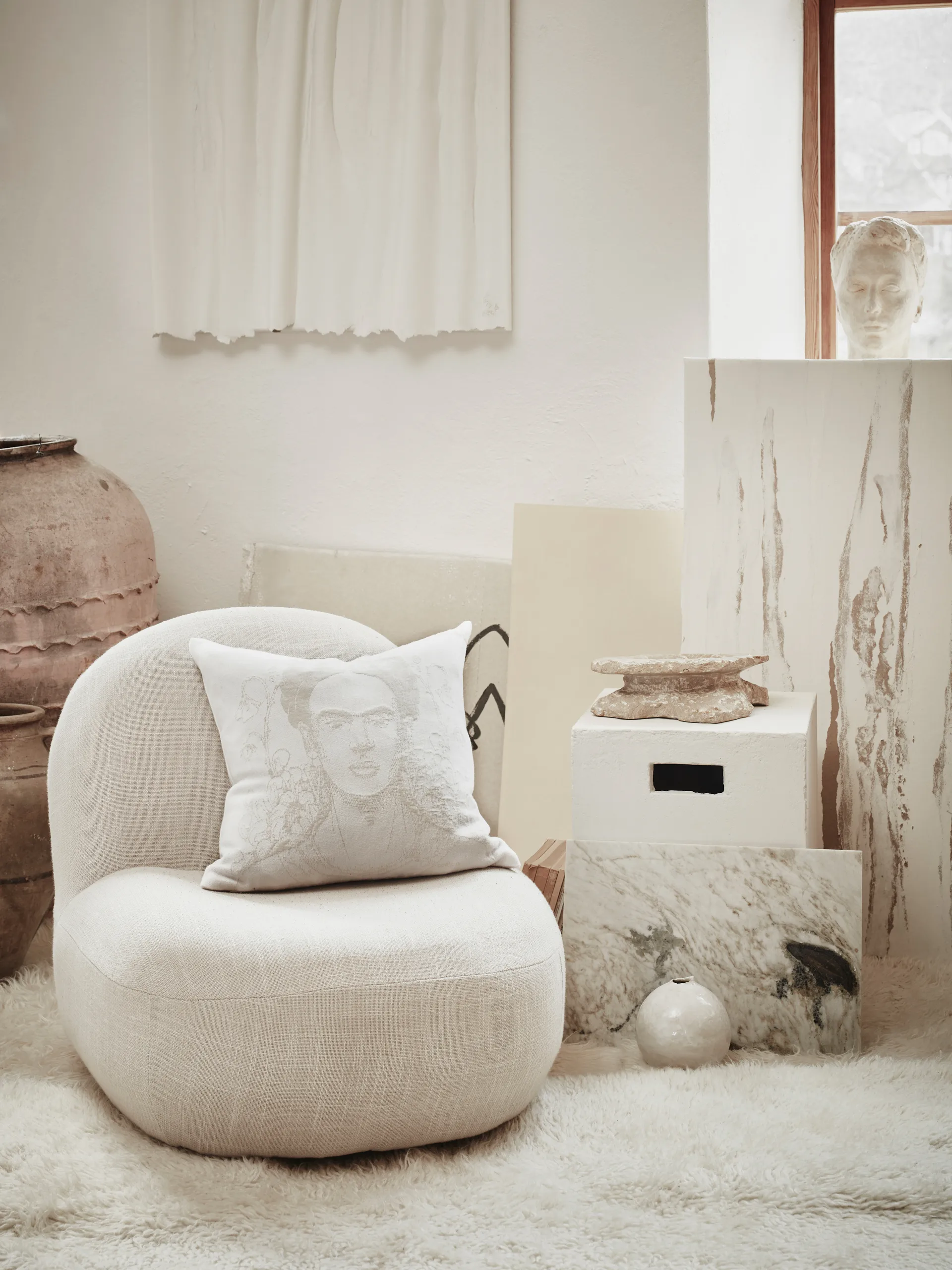 Frida Kahlo kussenhoes 40x40 cm, Belleza Ekelund Linneväveri