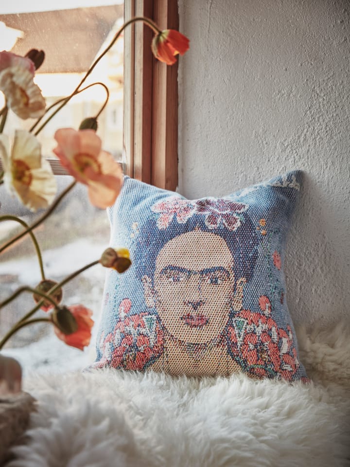 Frida Kahlo kussenhoes 40x40 cm, Vida Ekelund Linneväveri