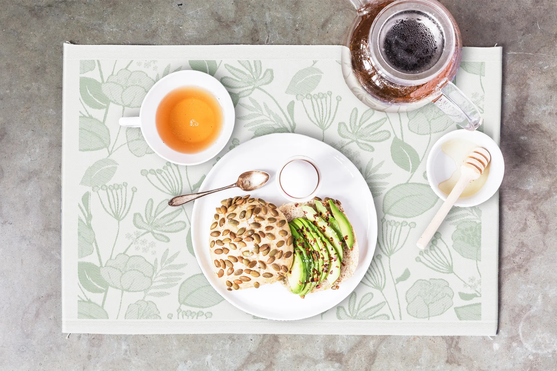 Grönska placemat 35x48 cm, Groen-wit Ekelund Linneväveri