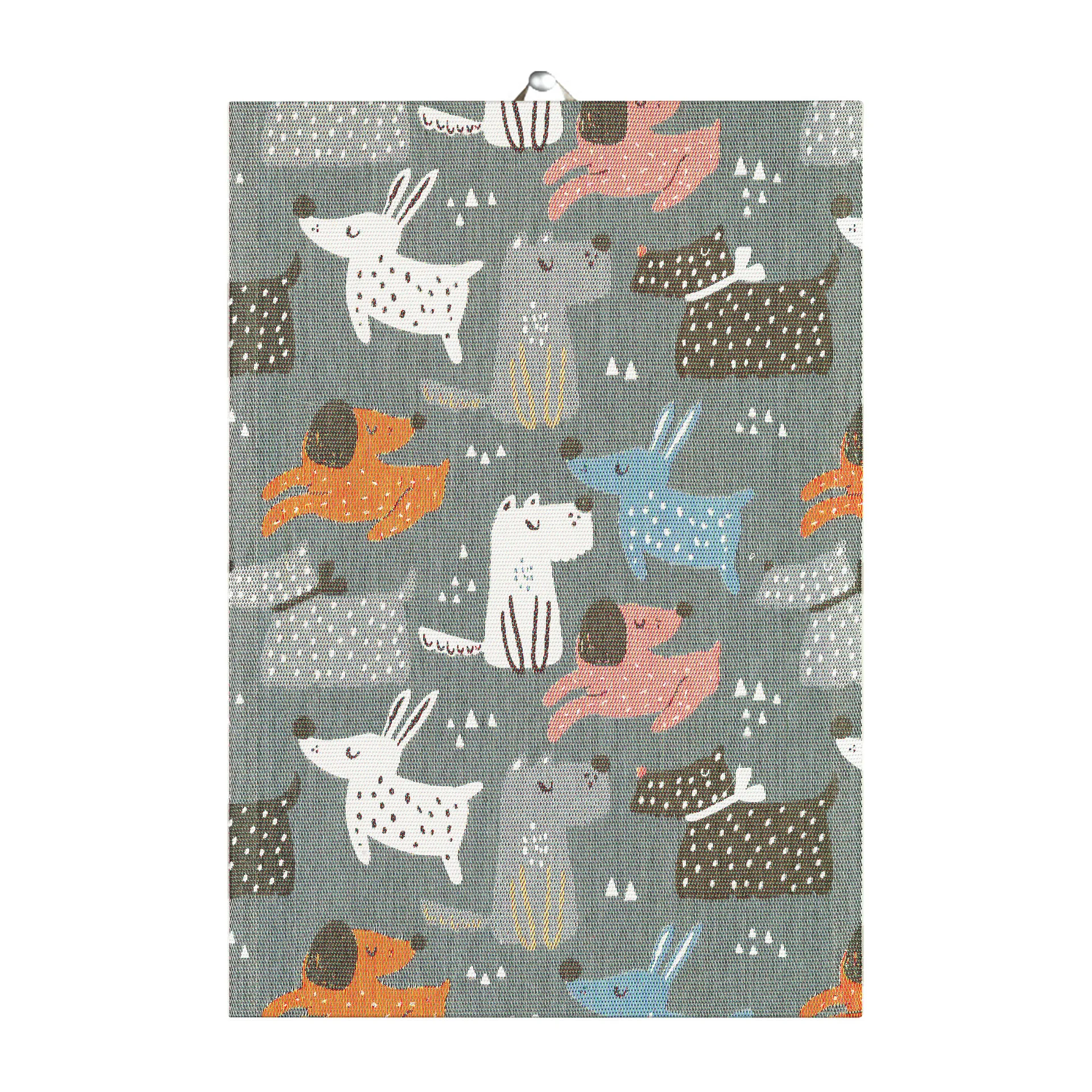 Honden keukenhanddoek 35x50 cm, Grijs Ekelund Linneväveri