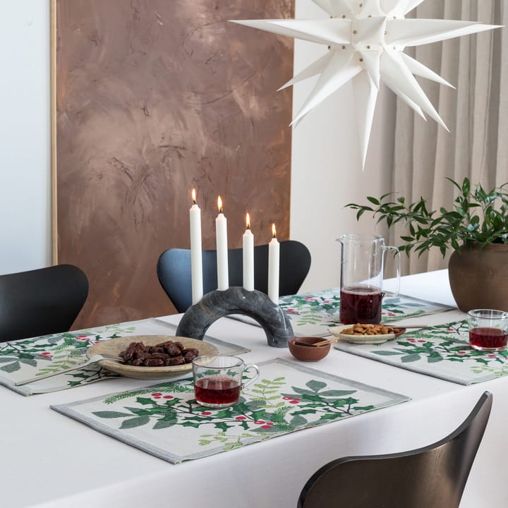 Julia placemat 35x48 cm, Wit-groen Ekelund Linneväveri