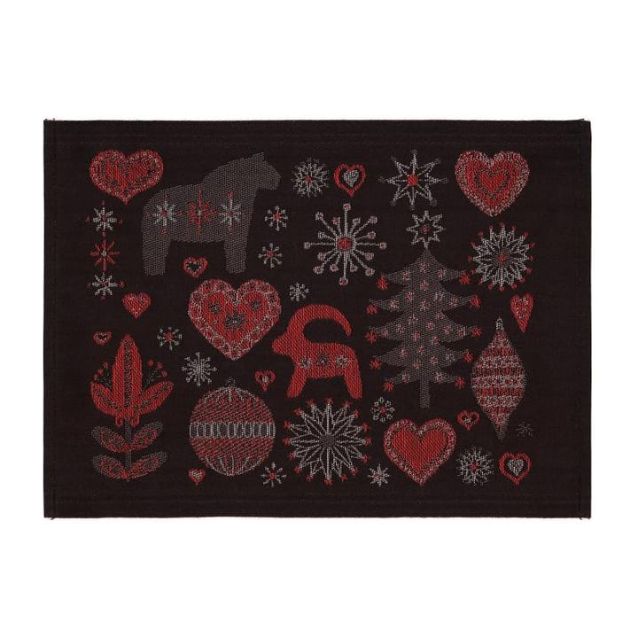 Julnatt placemat - zwart - Ekelund Linneväveri