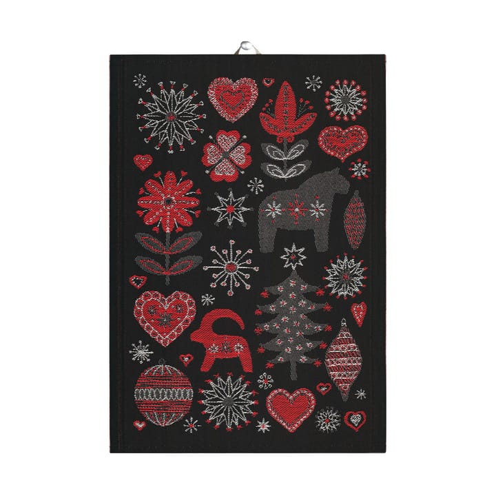 Julnatt theedoek 35x50 cm - Zwart - Ekelund Linneväveri