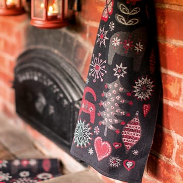 Julnatt theedoek - zwart - Ekelund Linneväveri