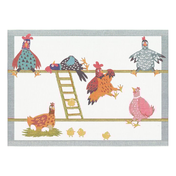 Kippenhok placemat 35x48 cm - Multi - Ekelund Linneväveri