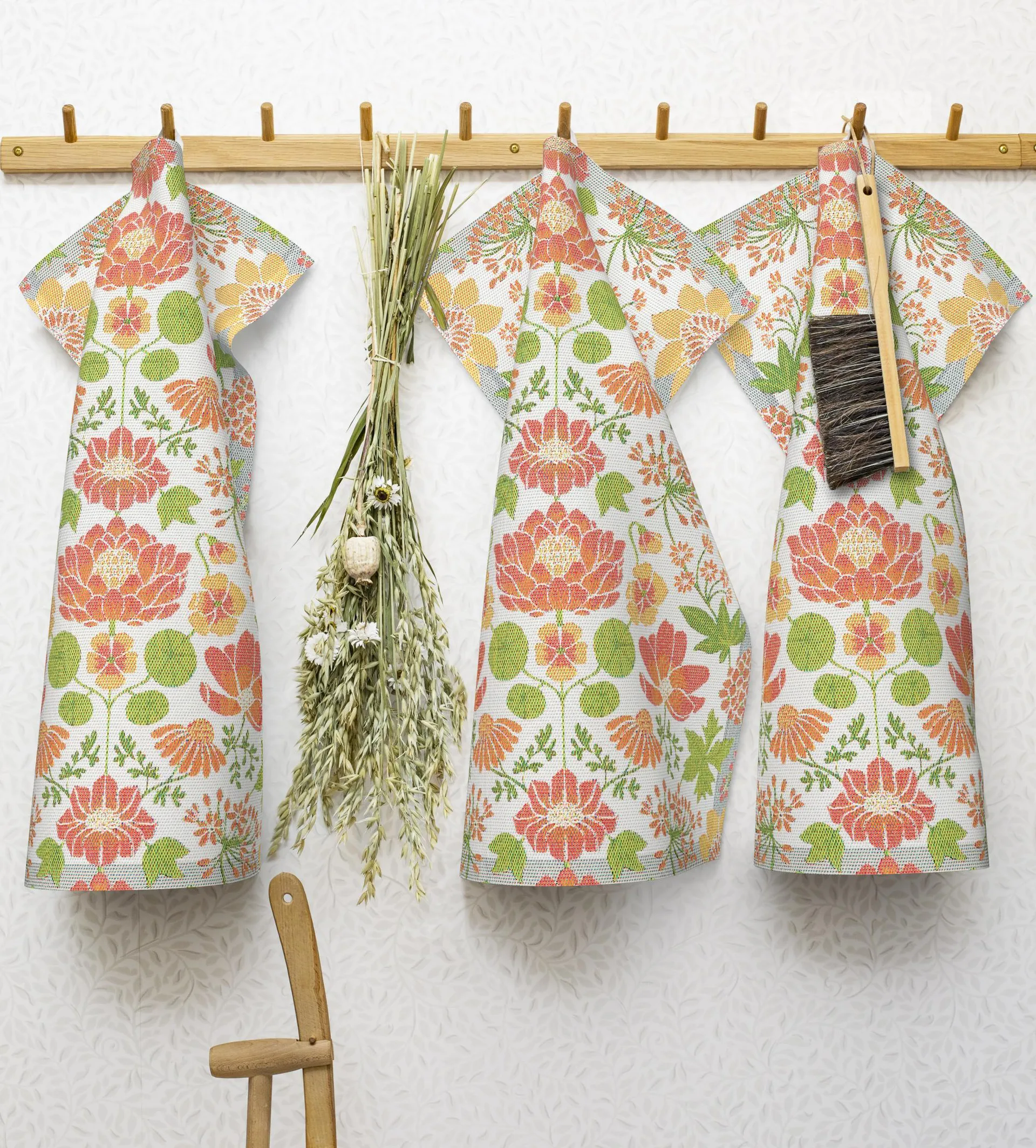 Krasse keukenhanddoek 35x50 cm, Oranje Ekelund Linneväveri