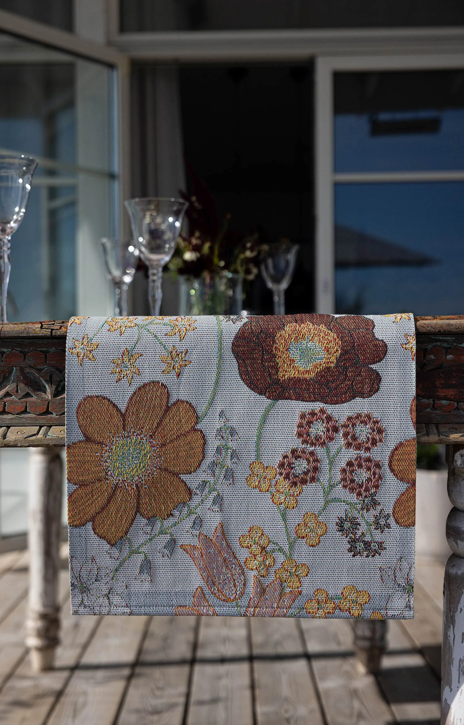 Kvällsblom theedoek 35x50 cm, Multi Ekelund Linneväveri