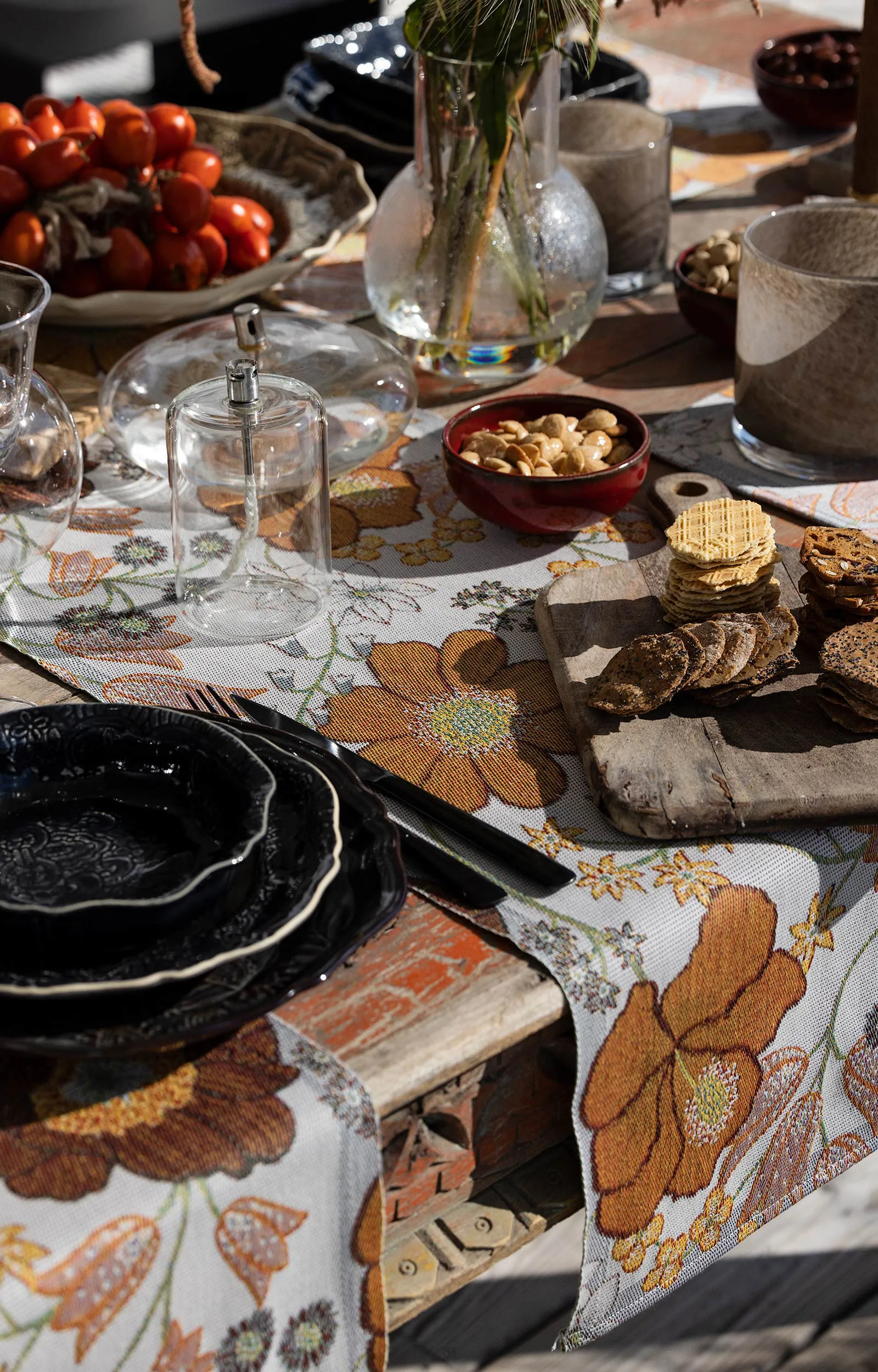 Kvällsblom theedoek 35x50 cm, Multi Ekelund Linneväveri