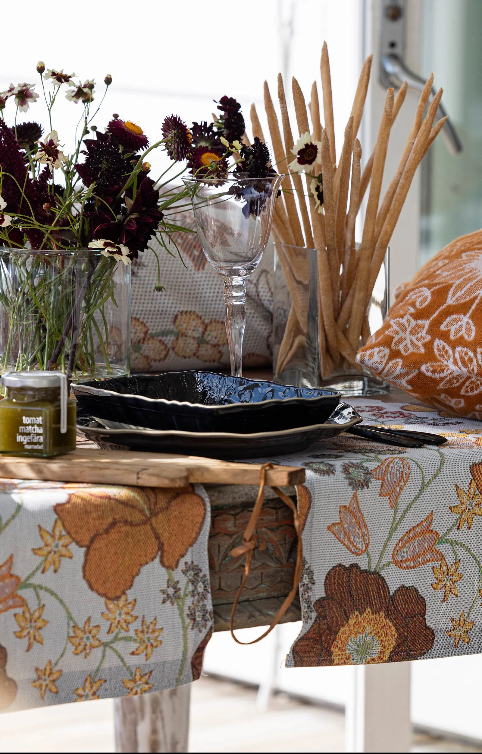 Kvällsblom theedoek 35x50 cm, Multi Ekelund Linneväveri