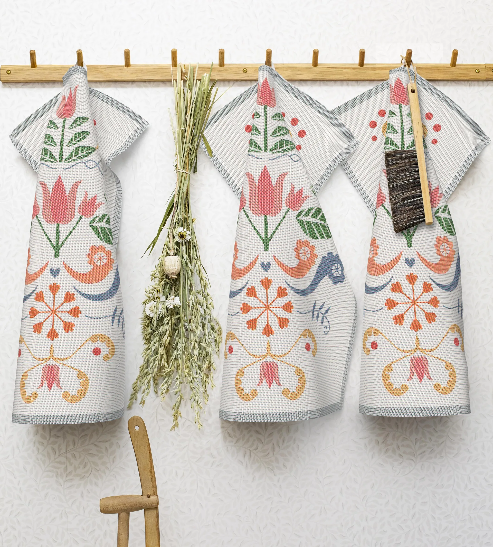 Lindas tulpan keukenhanddoek 40x60 cm, Roze-grijs Ekelund Linneväveri