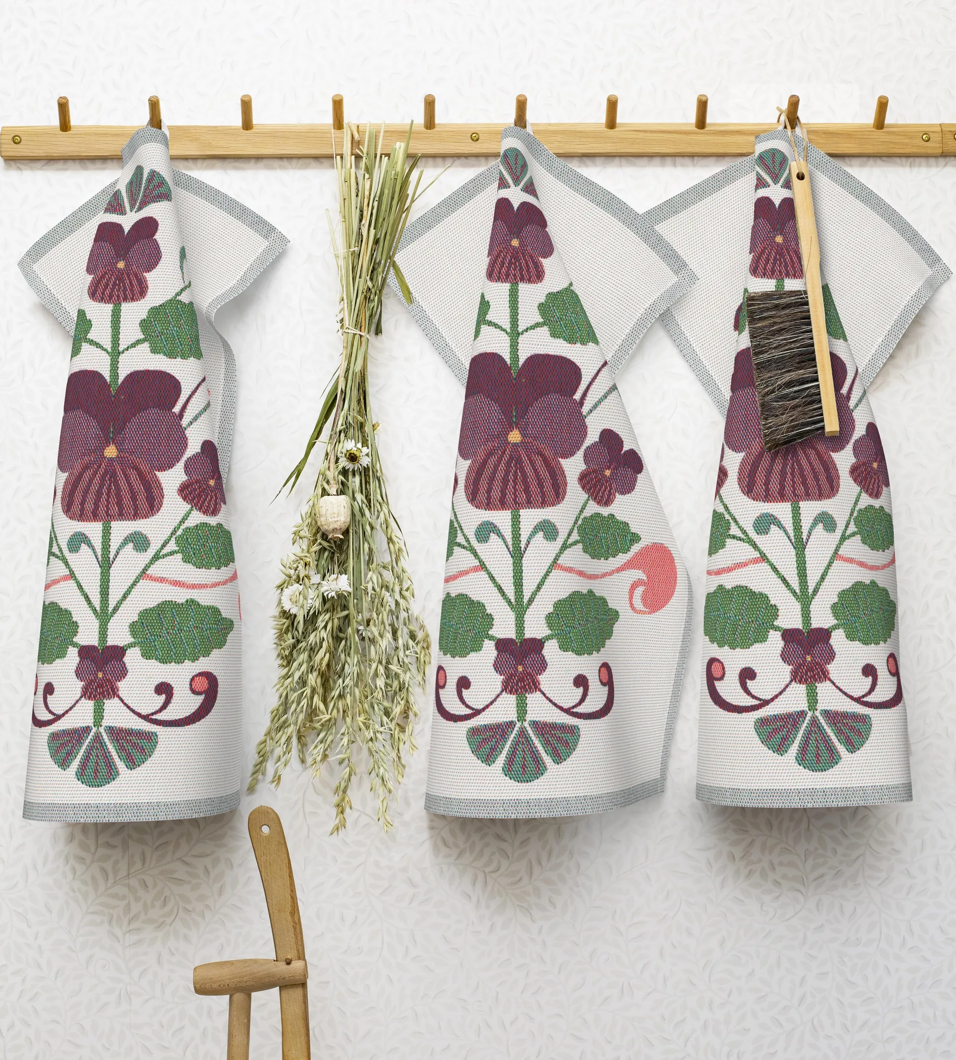 Lindas viol keukenhanddoek 40x60 cm, Lila-grijs Ekelund Linneväveri