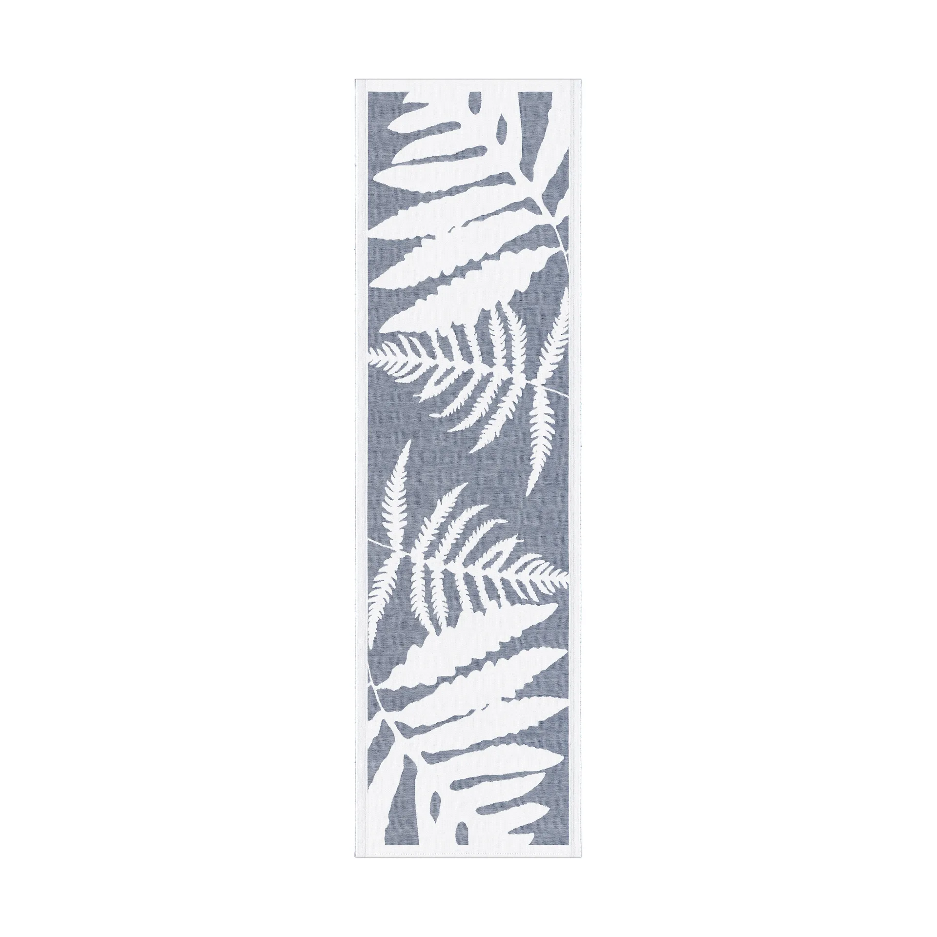 Ormbunkar tafelloper 35x120 cm, Blauw-wit Ekelund Linneväveri