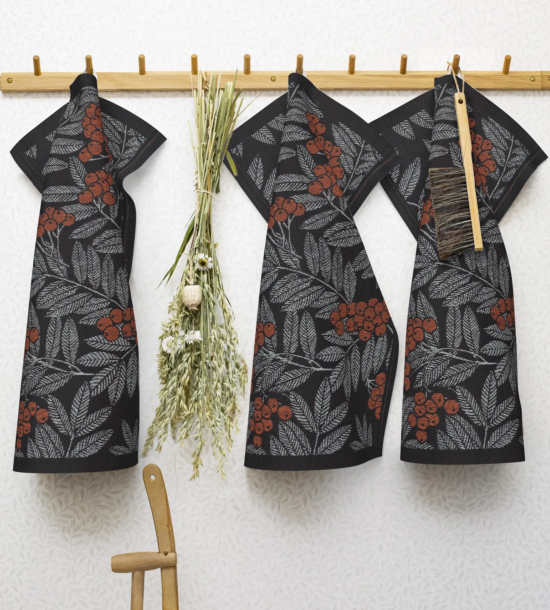 Rönnbärsblad keukenhanddoek, 35x50 cm Ekelund Linneväveri