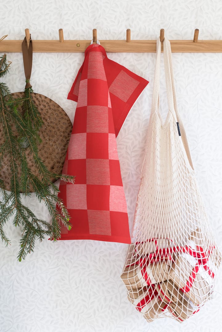 Schack keukenhanddoek rood, 35x50 cm Ekelund Linneväveri