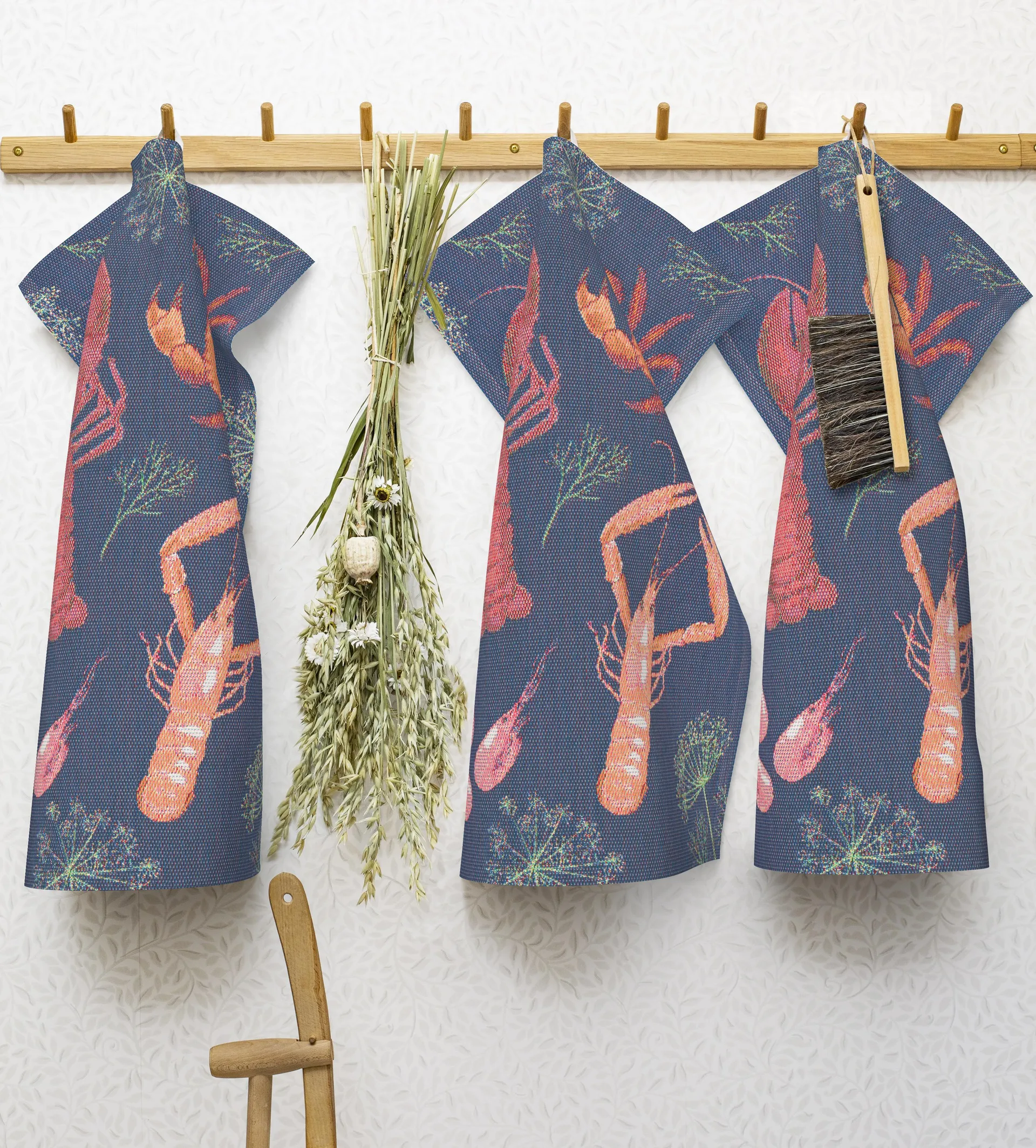 Skaldjursfest keukenhanddoek, 40x60 cm Ekelund Linneväveri