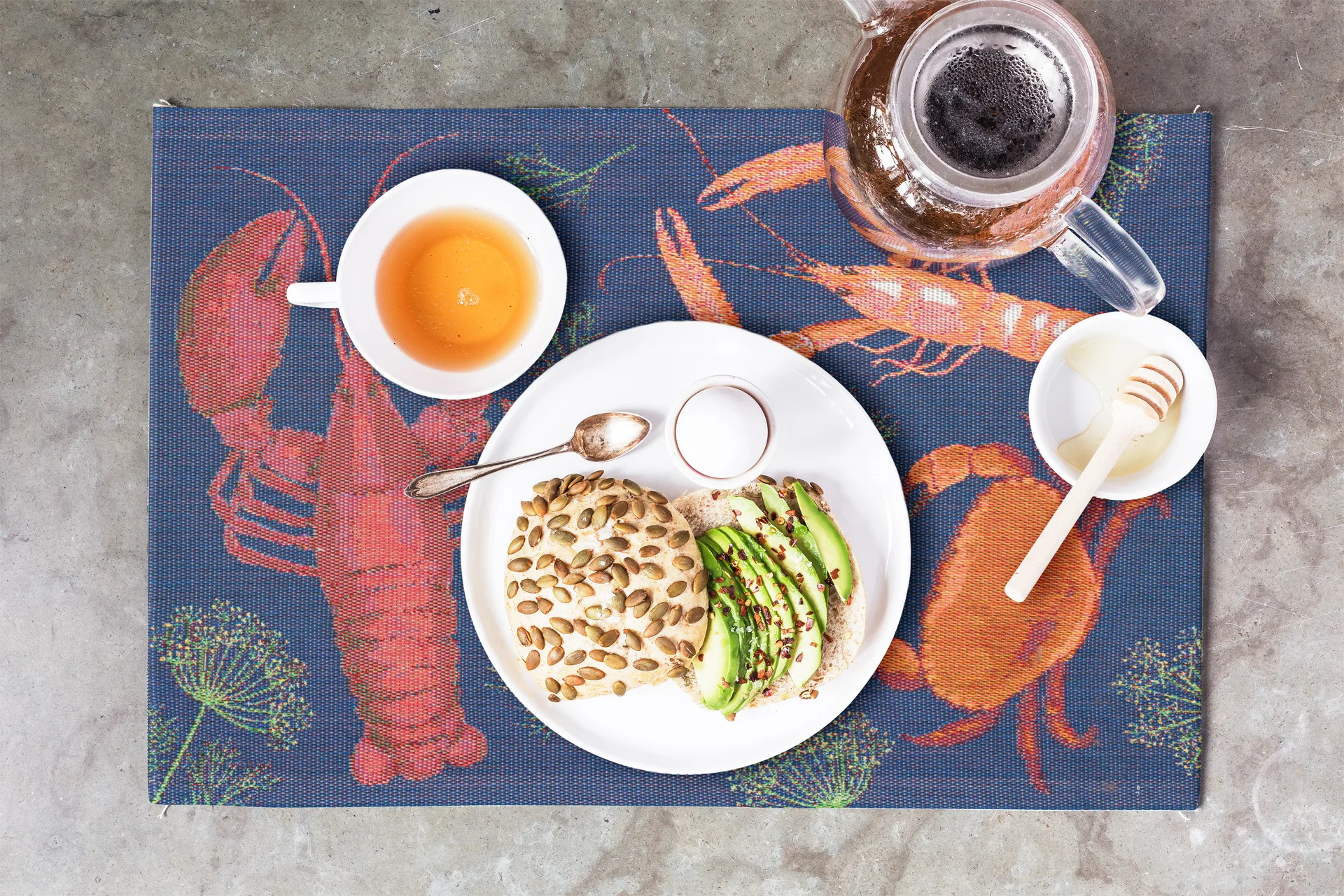 Skaldjursfest placemat, 35x48 cm Ekelund Linneväveri