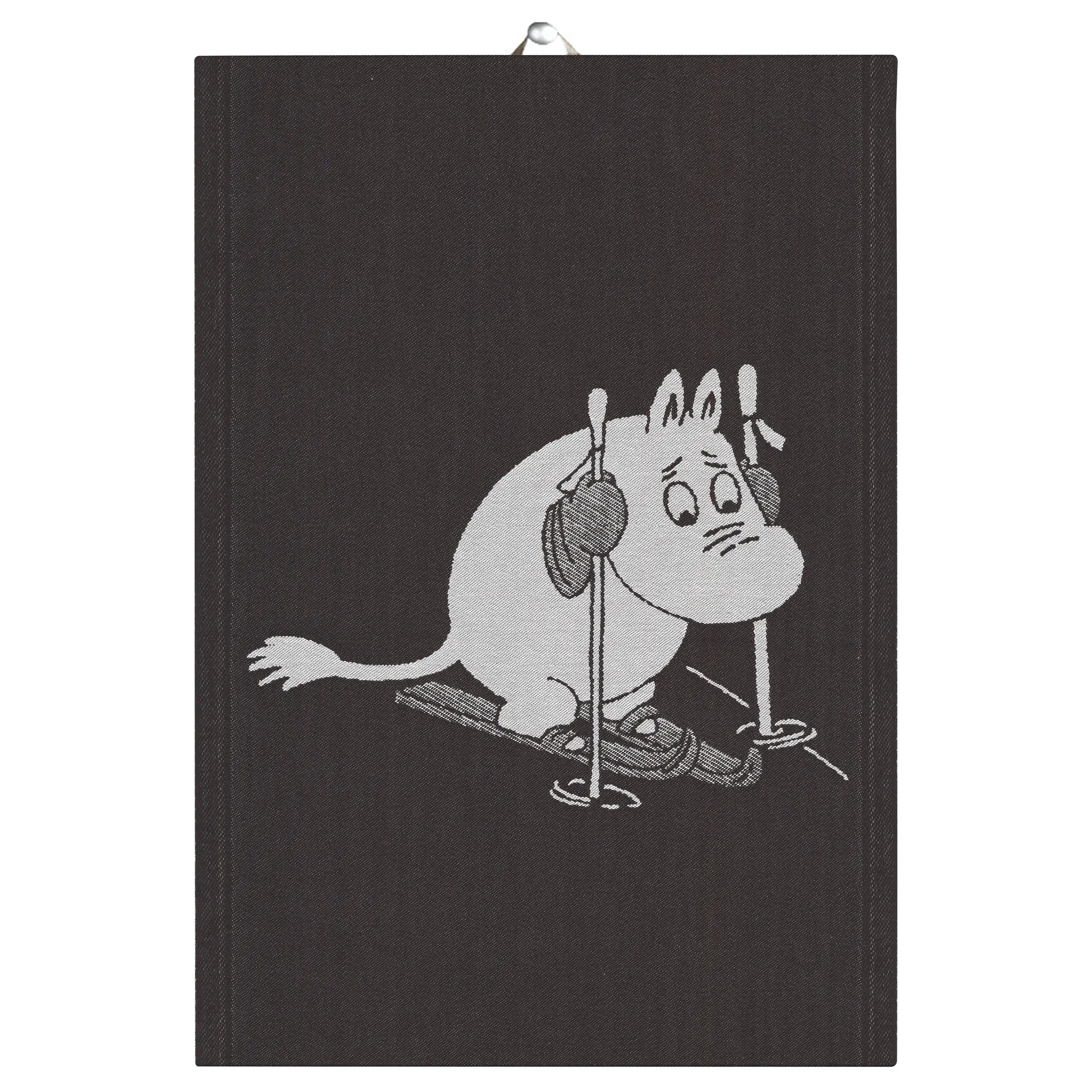 Skiing keukenhanddoek 35x50 cm, Zwart Ekelund Linneväveri