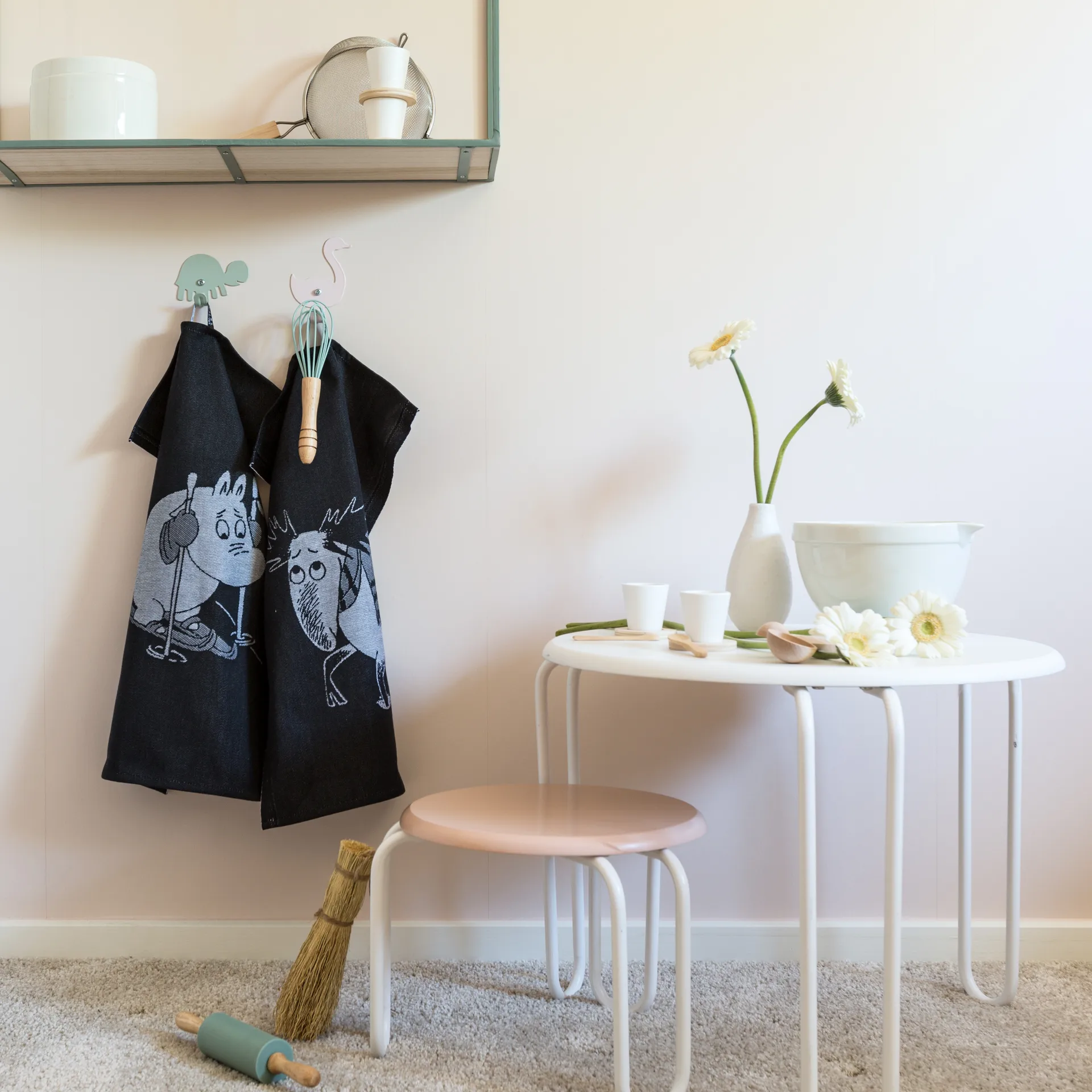 Skiing keukenhanddoek 35x50 cm, Zwart Ekelund Linneväveri