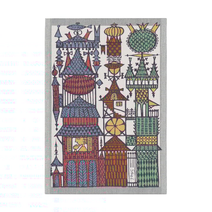 Stadssaga theedoek  35x50 cm - Multi - Ekelund Linneväveri