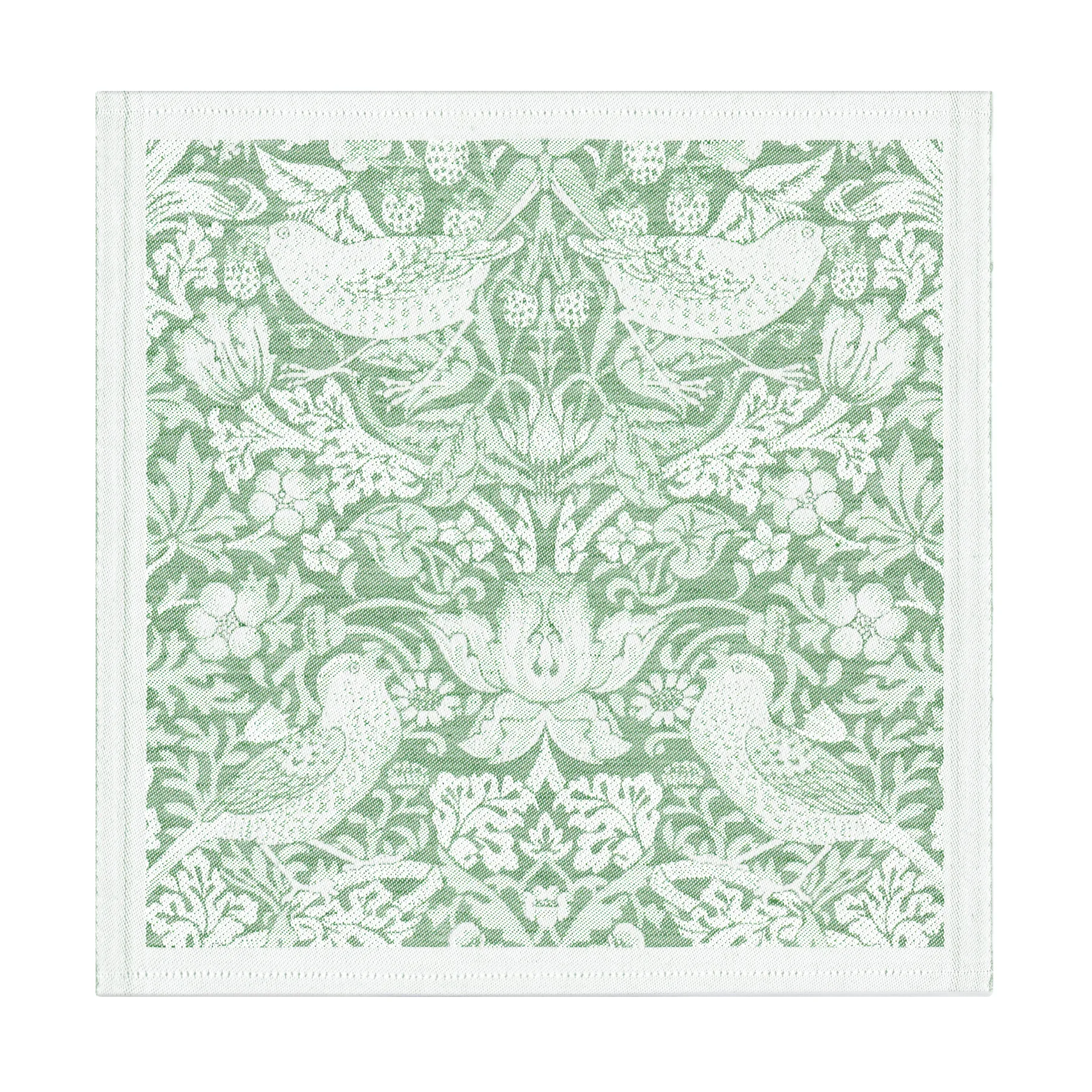 Strawberry Thief stoffen servet 35x35 cm, Groen Ekelund Linneväveri