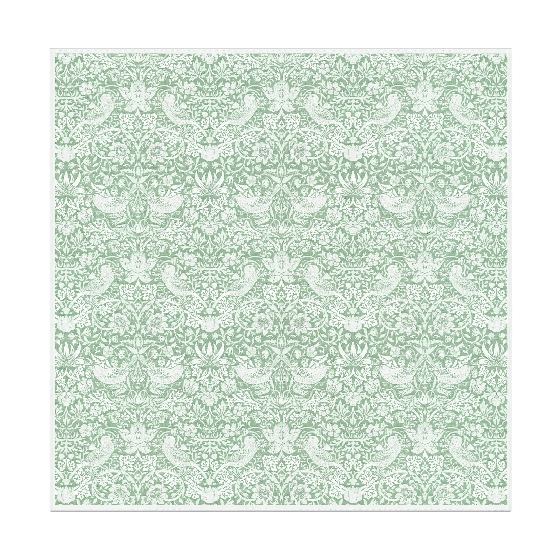 Strawberry Thief tafelkleed 150x150 cm, Groen Ekelund Linneväveri