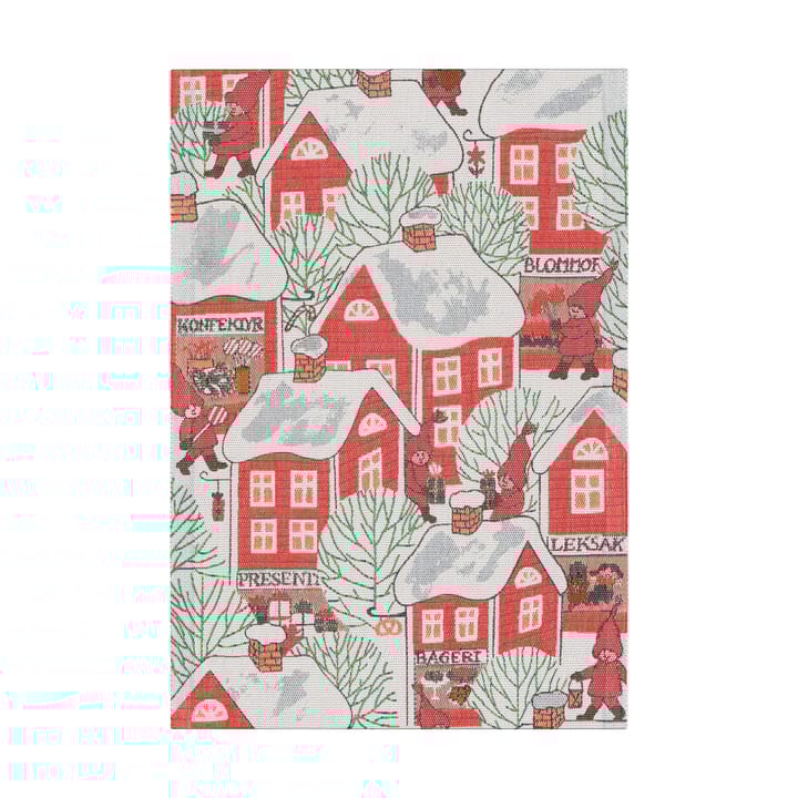 Tomtebyn keukenhanddoek 35x50 cm - Rood - Ekelund Linneväveri
