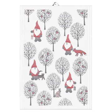 Tomteliv keukenhanddoek 35x50 cm - Grijs-rood - Ekelund Linneväveri