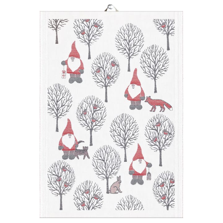Tomteliv keukenhanddoek 35x50 cm - Grijs-rood - Ekelund Linneväveri