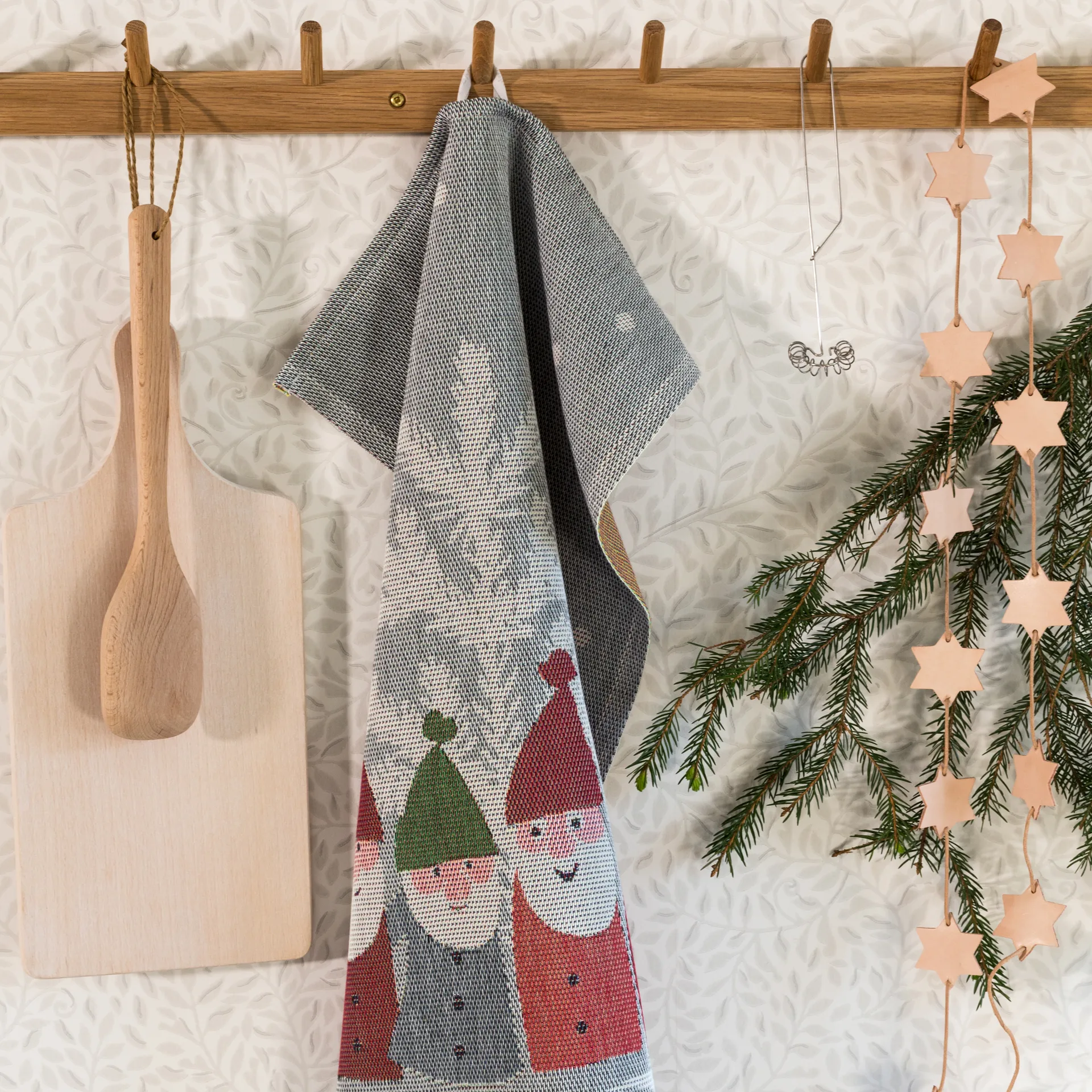 Tomtemöte keukenhanddoek 40x60 cm, Grijs-wit Ekelund Linneväveri