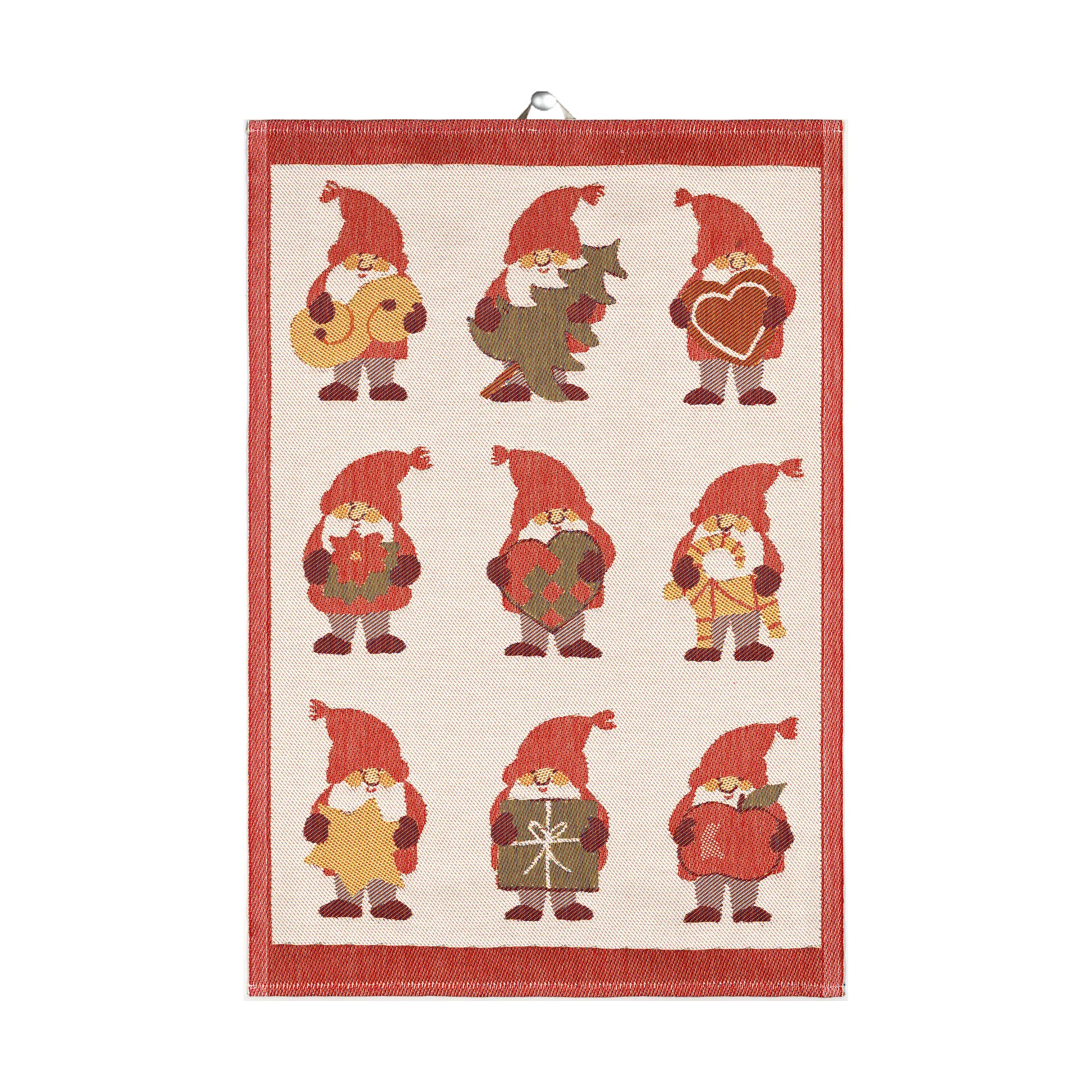 Tomtemys keukenhanddoek 35x50 cm, Rood Ekelund Linneväveri