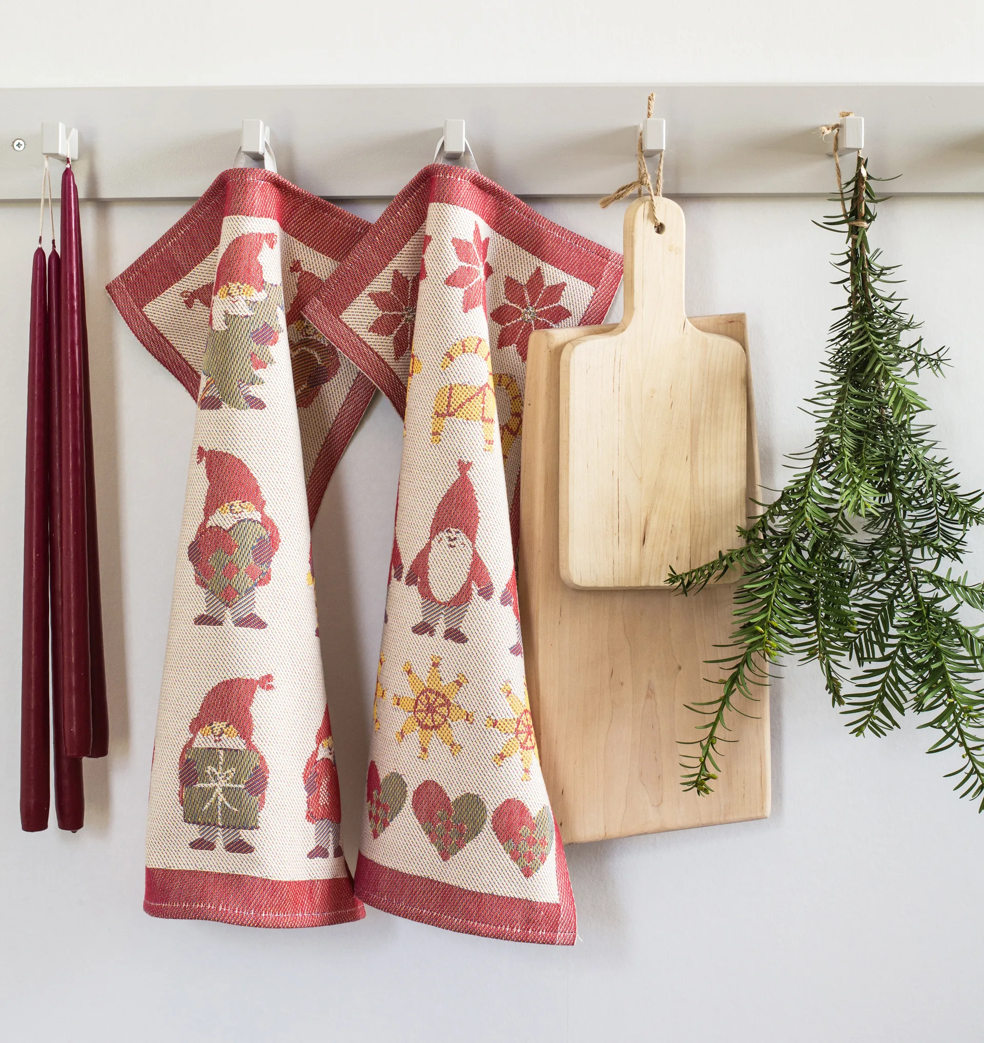 Tomtemys keukenhanddoek 35x50 cm, Rood Ekelund Linneväveri