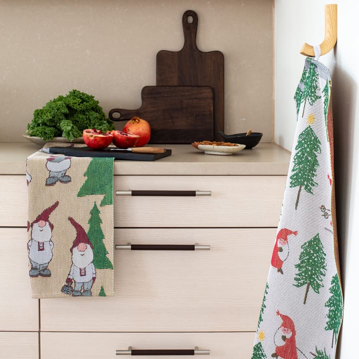 Tomtesprång keukenhanddoek 40x60 cm - Wit-groen-rood - Ekelund Linneväveri