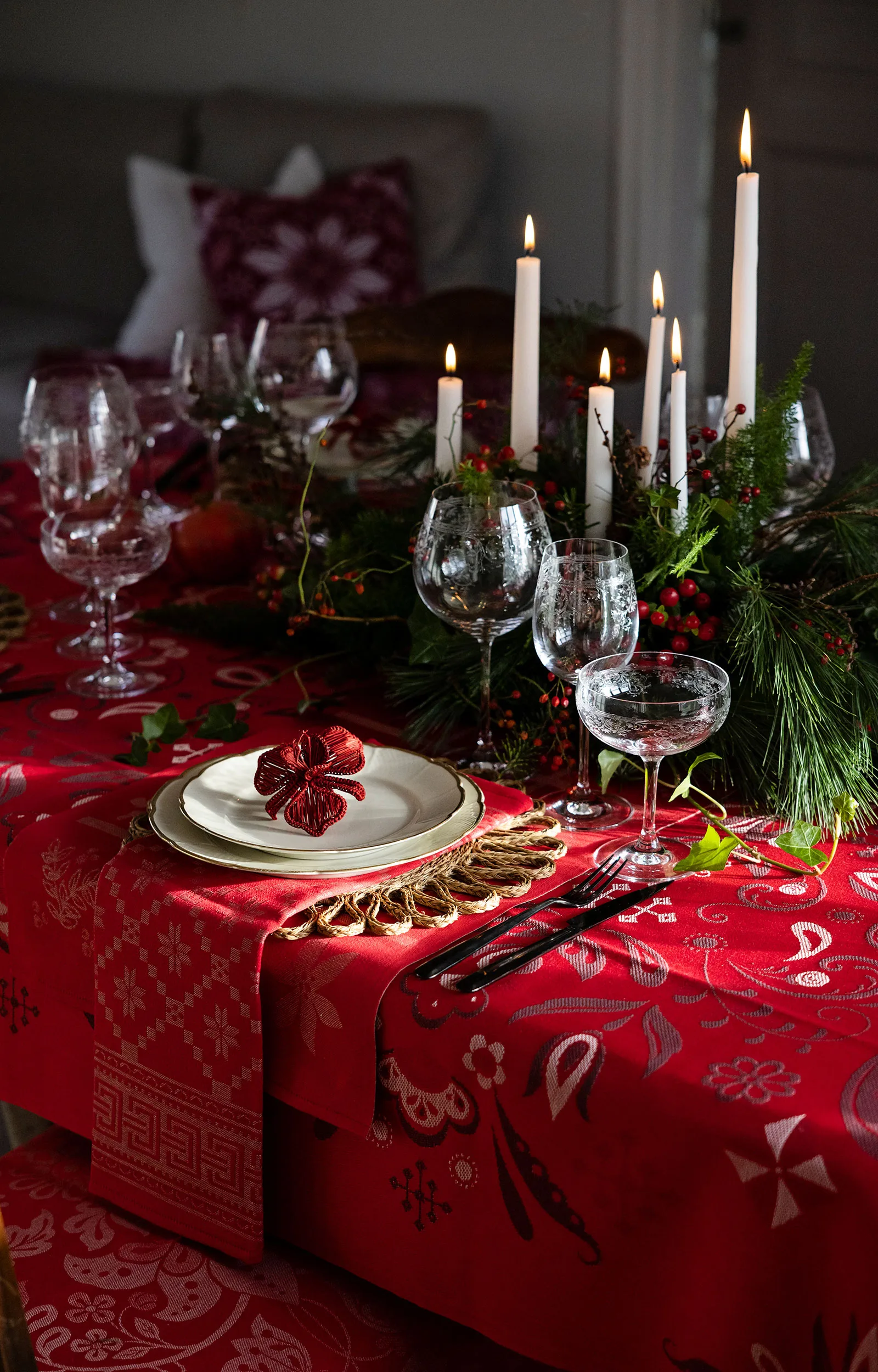 Torplyckan tafelkleed 145x250 cm, Rood Ekelund Linneväveri