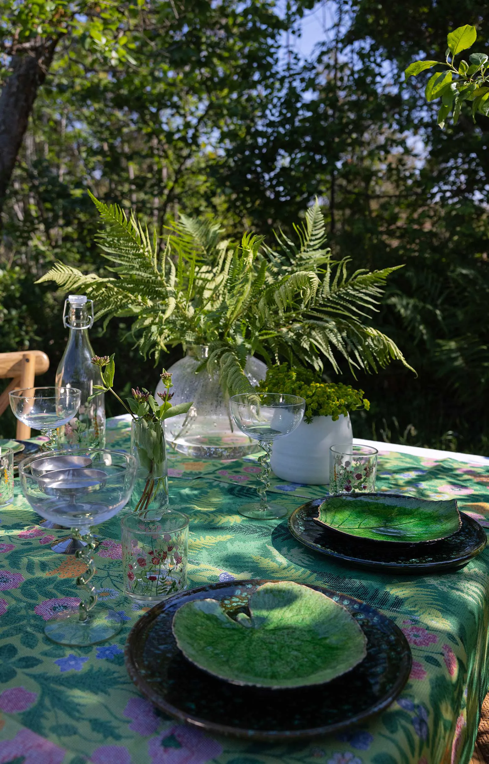 Vildblommor theedoek 35x50 cm, Groen Ekelund Linneväveri