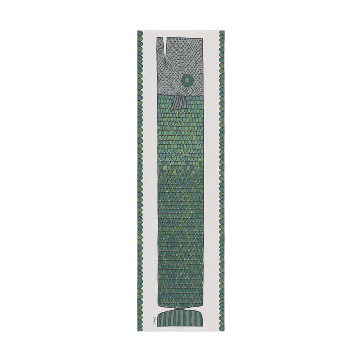 Visgraat tafelloper 35x120 cm - Blauwgroen - Ekelund Linneväveri