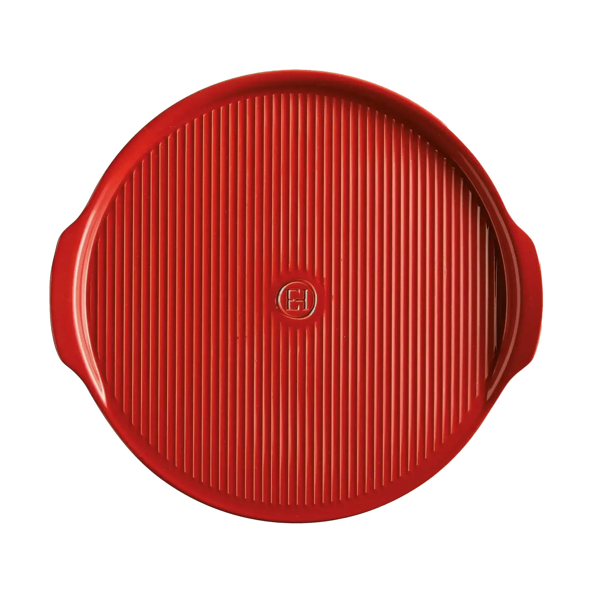 Emile Henry pizzasteen geribbeld Ø40 cm, Rood Emile Henry