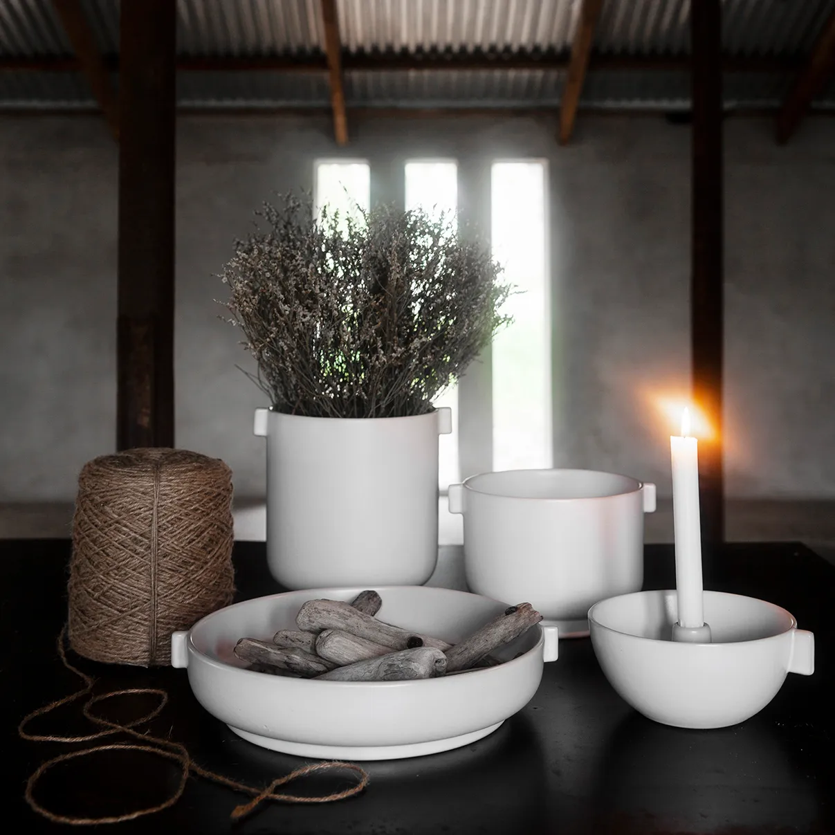 Ernst bloempot met oor wit zand Ø19.5 cm, 15 cm ERNST