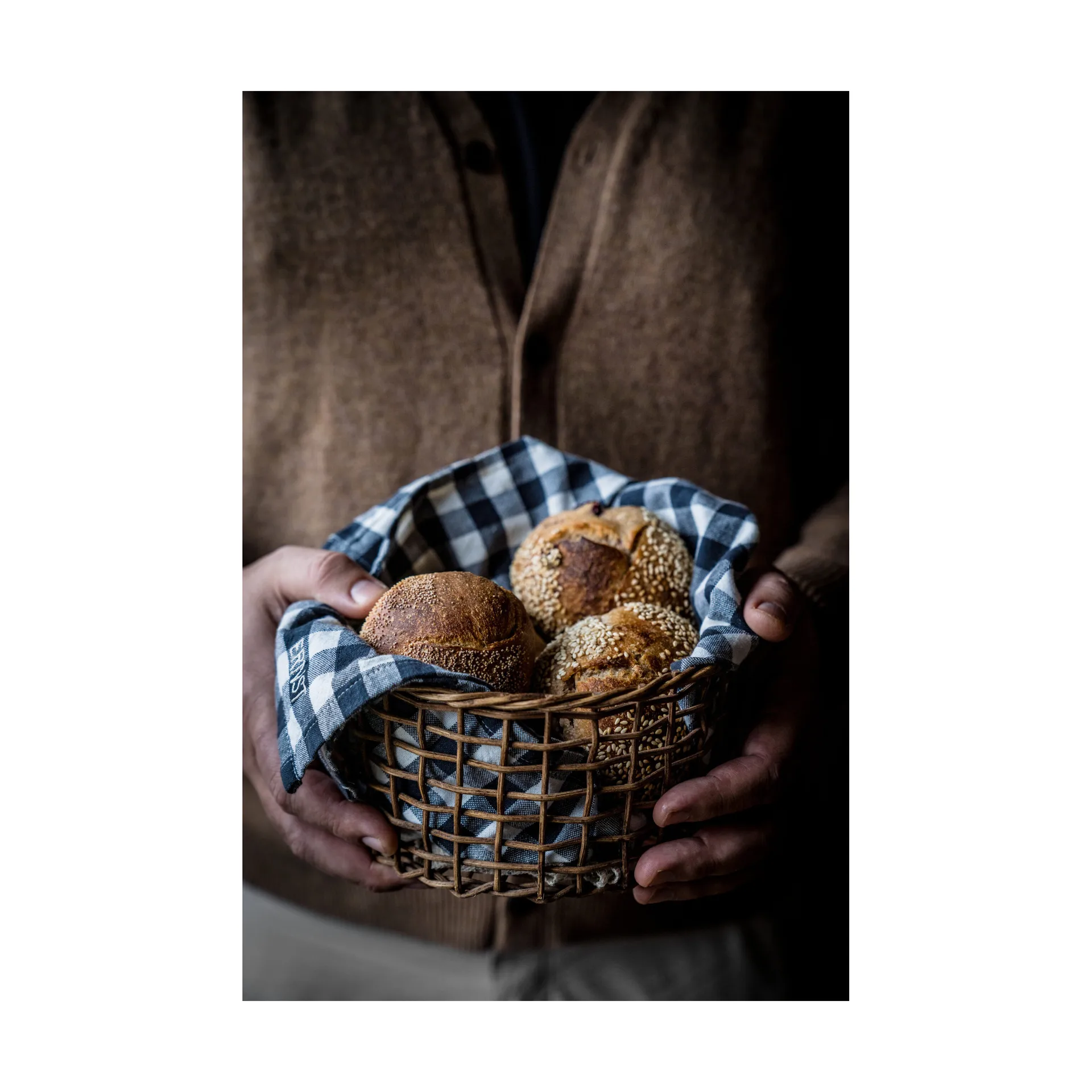 Ernst geruite servet 40x40 cm, Grijsblauw-wit ERNST