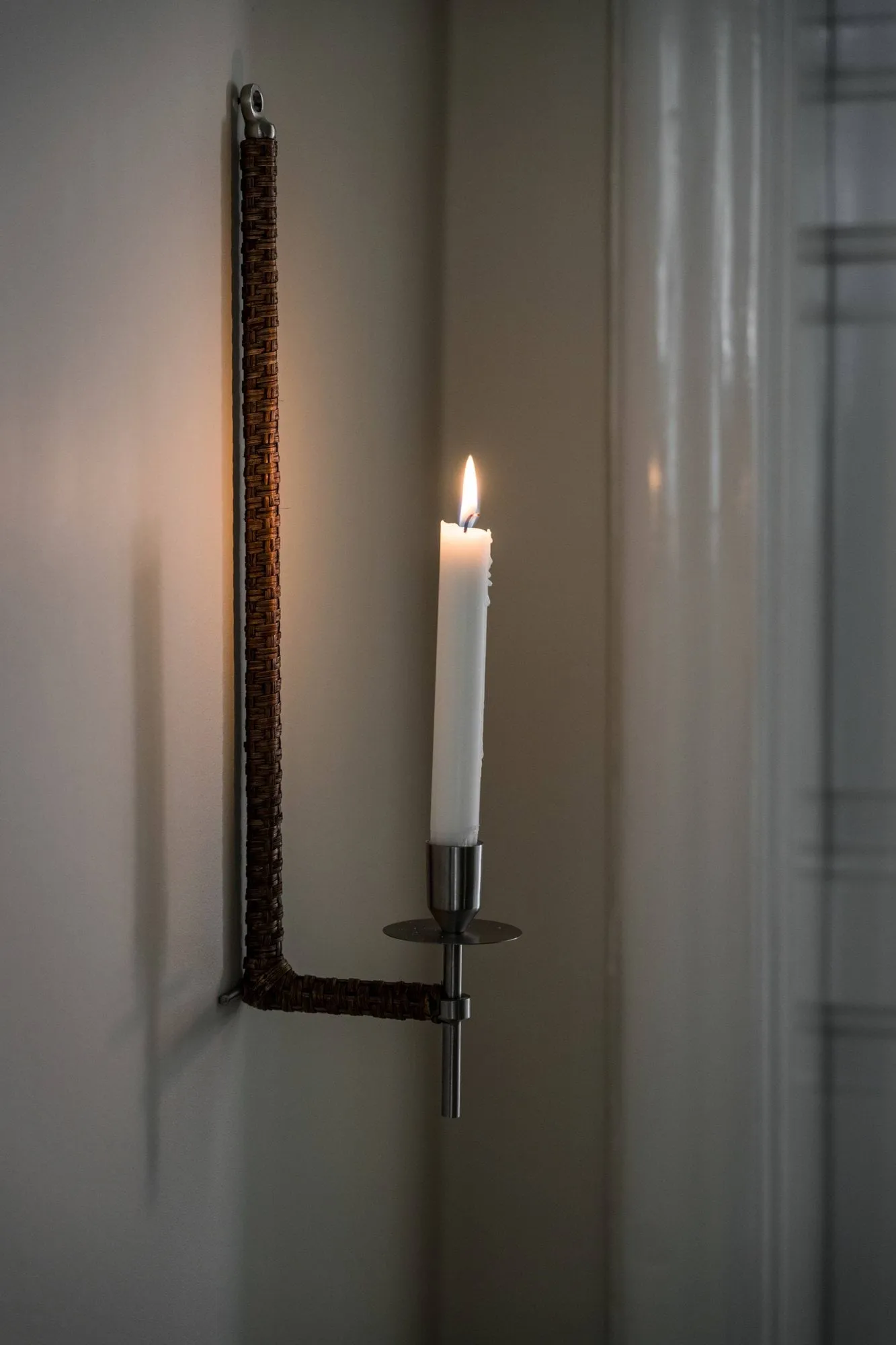 Ernst gevlochten wandlamp, Geborsteld staal, 47 cm ERNST