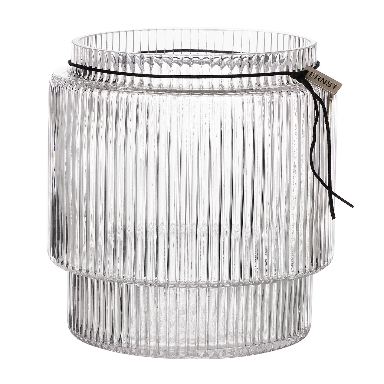 Ernst glazen vaas geribbeld transparant, Ø19,5 cm x H20 cm ERNST