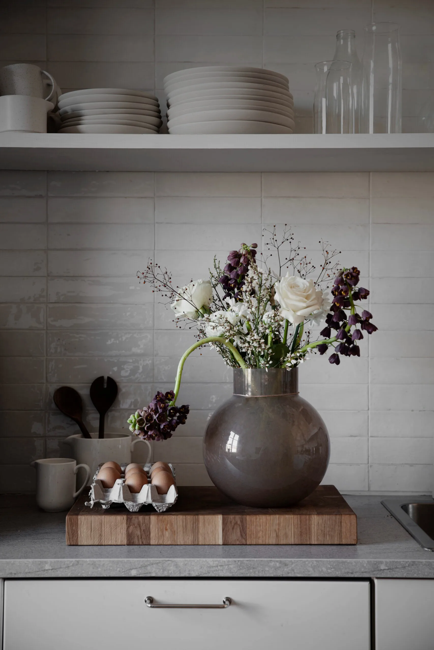 Ernst glazen vaas rond bruin, H25 cm Ø24 cm ERNST