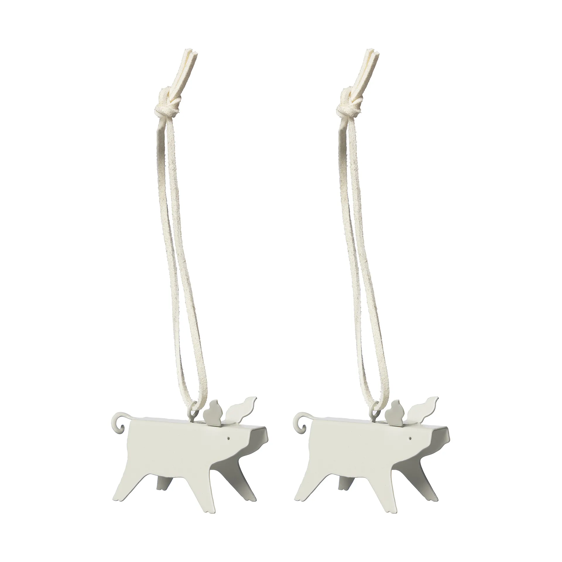 Ernst kerstornament varken 2-pack, Wit 7 cm ERNST