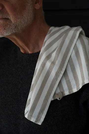 Ernst keukendoek breed gestreept 47x70 cm - Beige-witte rand - ERNST