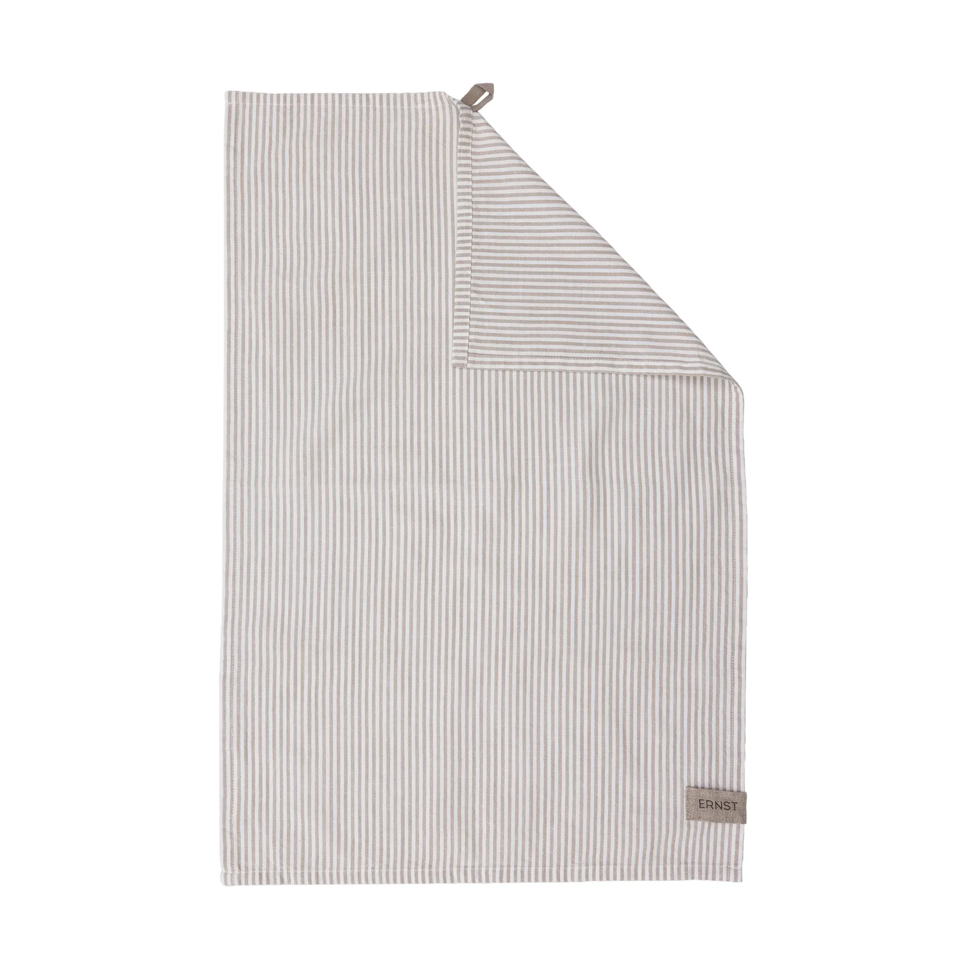 Ernst keukendoek smal gestreept 47x70 cm, Beige-witte rand ERNST