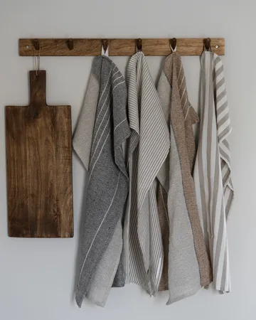 Ernst keukendoek smal gestreept 47x70 cm - Beige-witte rand - ERNST