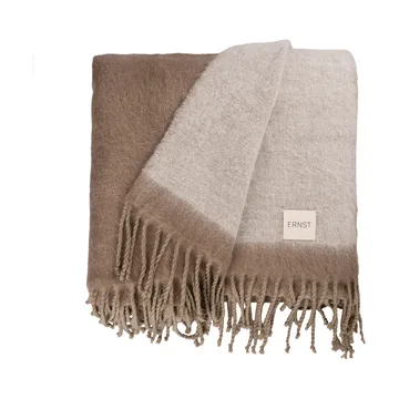 Ernst plaid met franjes 130x170 cm - Beige-wit - ERNST