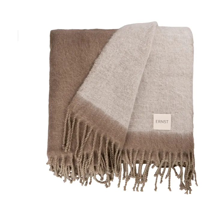 Ernst plaid met franjes 130x170 cm - Beige-wit - ERNST